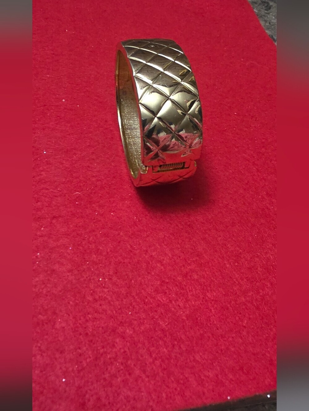 Gold Quilted Hinged Bangle Bracelet